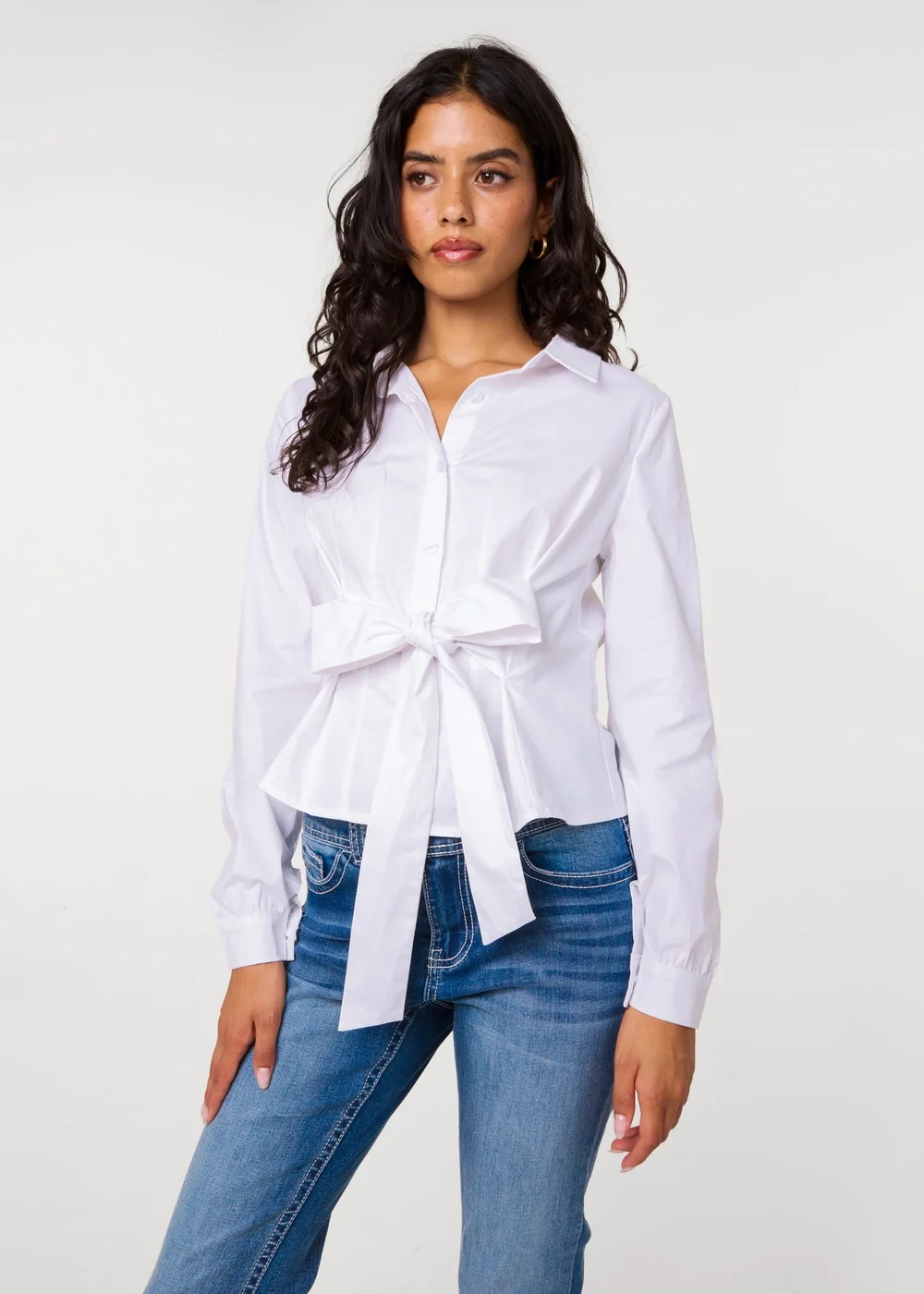 Pink Vanilla White Tie Front Shirt - S Image 2