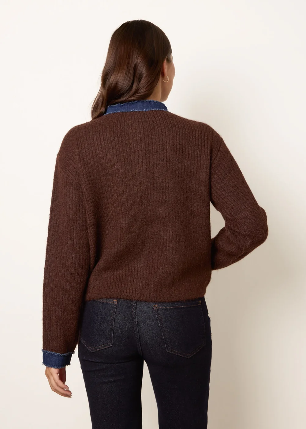 Blue Vanilla Brown Denim Mix Cardigan - M/L Image 4