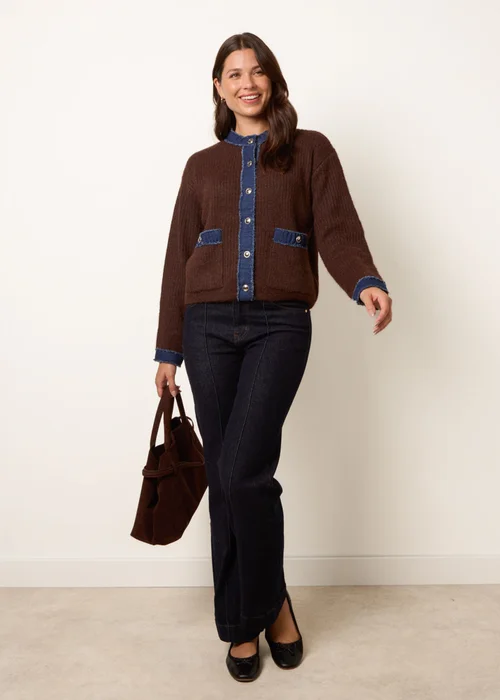 Blue Vanilla Brown Denim Mix Cardigan - M/L Image 3