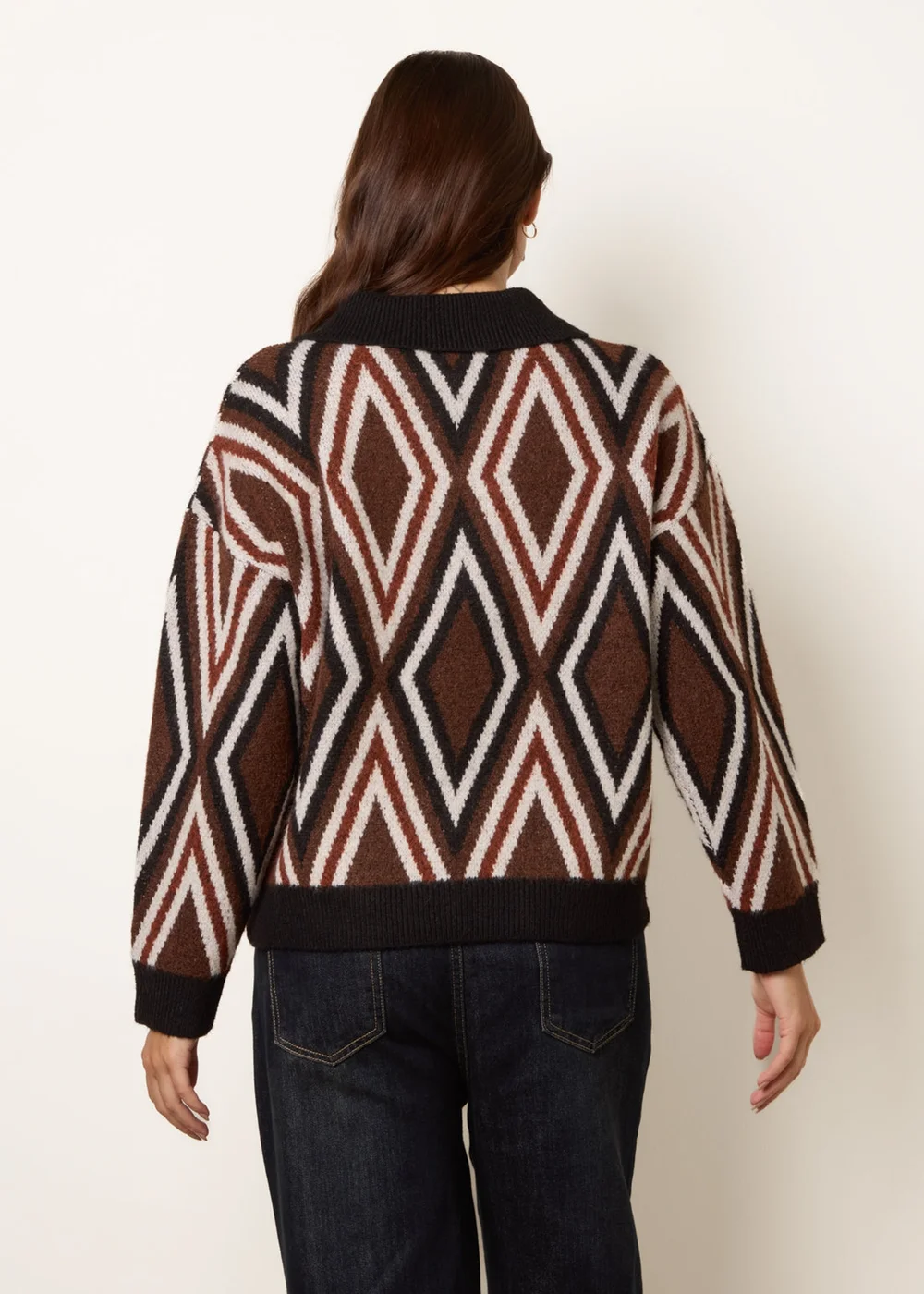 Blue Vanilla Multi Diamond Knit Polo Jumper - M/L Image 4