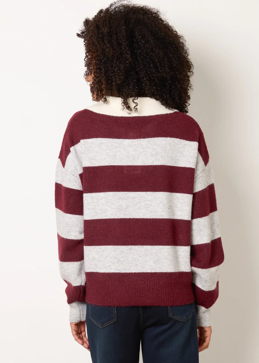 Blue Vanilla Red Stripe Knit Polo Jumper - S/M Image 4