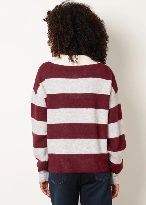 Blue Vanilla Red Stripe Knit Polo Jumper - S/M Image 4
