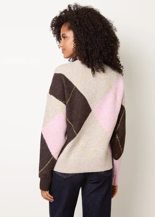 Blue Vanilla Pink Argyle Knit Jumper - M/L Image 4