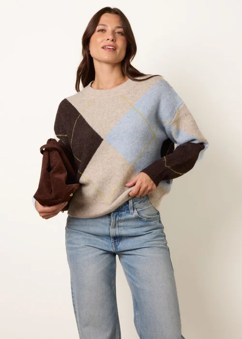 Blue Vanilla Blue Argyle Knit Jumper - M/L Image 1