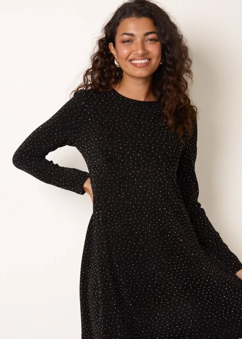 Blue Vanilla Black Metallic Diamante Swing Dress - L Image 2