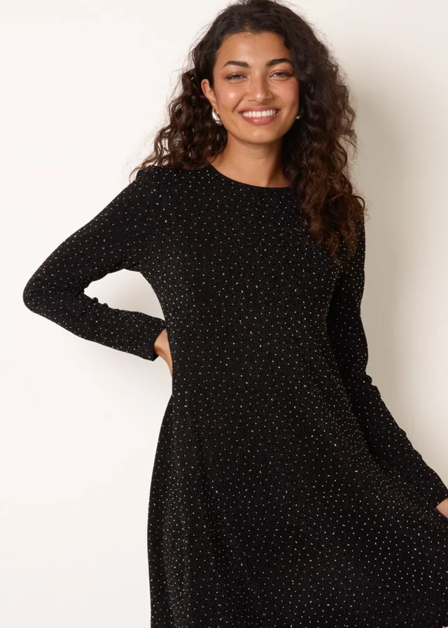 Blue Vanilla Black Metallic Diamante Swing Dress
