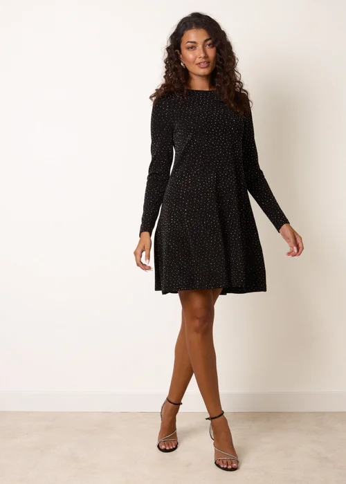 Blue Vanilla Black Metallic Diamante Swing Dress - L Image 1