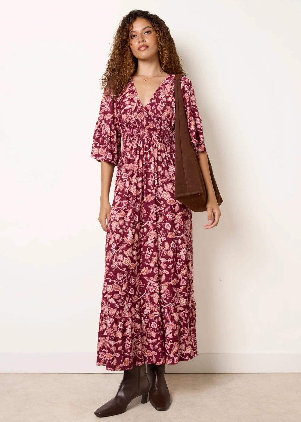 Blue Vanilla Red Elasticated V Neck Magic Midi Dress - M/L Image 3