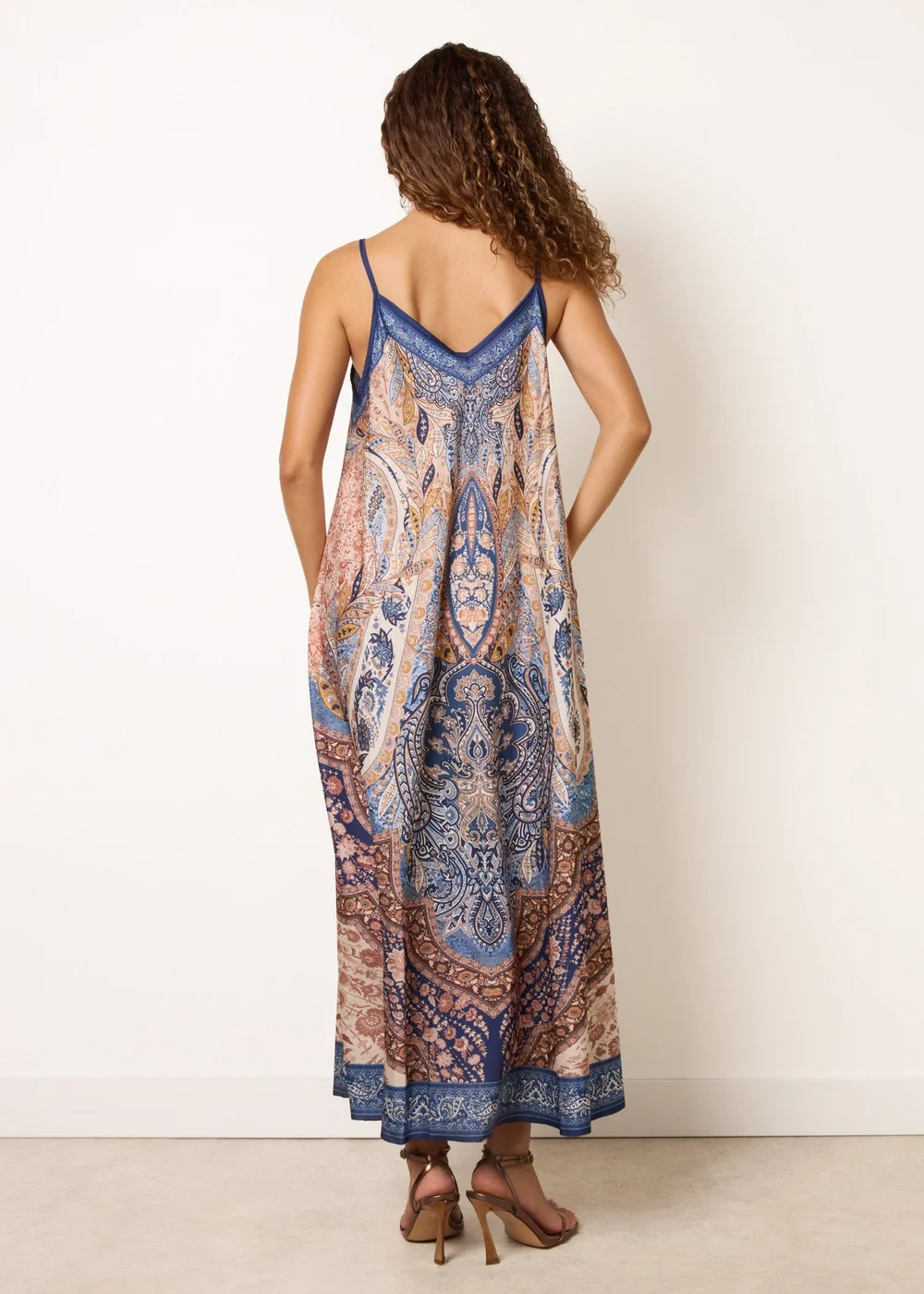 Blue Vanilla Navy Midi Length Dress in Paisley Print - One Size Image 4