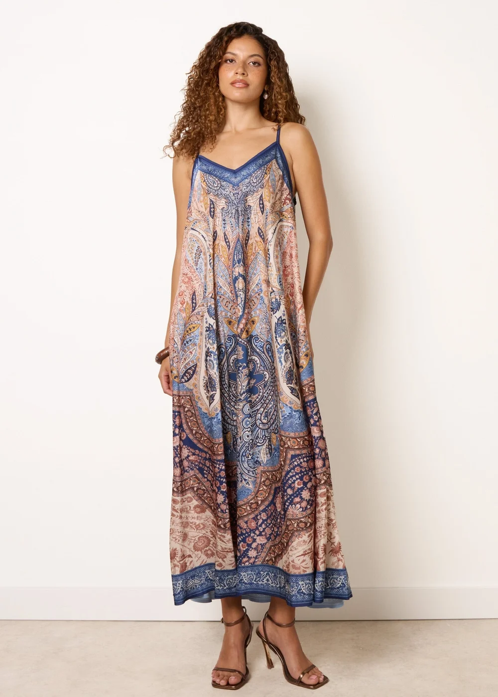 Blue Vanilla Navy Midi Length Dress in Paisley Print - One Size Image 3