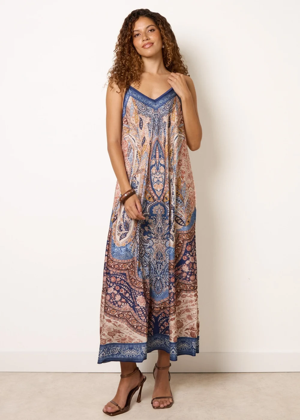 Blue Vanilla Navy Midi Length Dress in Paisley Print - One Size Image 1