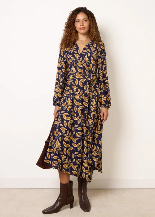 Blue Vanilla Navy Asymmetric Wrap Midi Dress - S Image 1