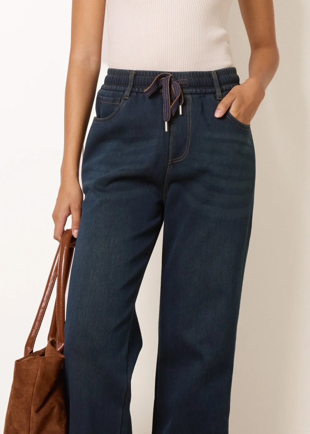 Blue Vanilla Navy Elastic Waist Jeans - XL Image 3