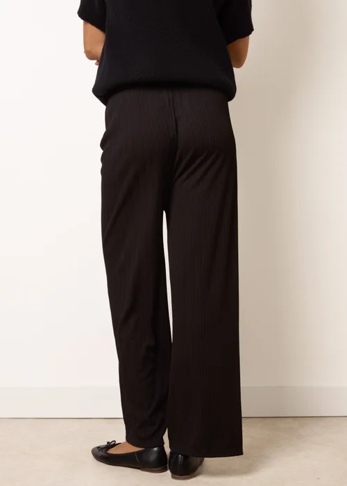 Blue Vanilla Black Ribbed Wide Leg Trousers - One Size Image 4