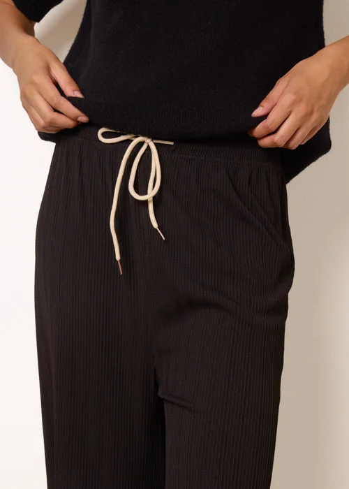Blue Vanilla Black Ribbed Wide Leg Trousers - One Size Image 3