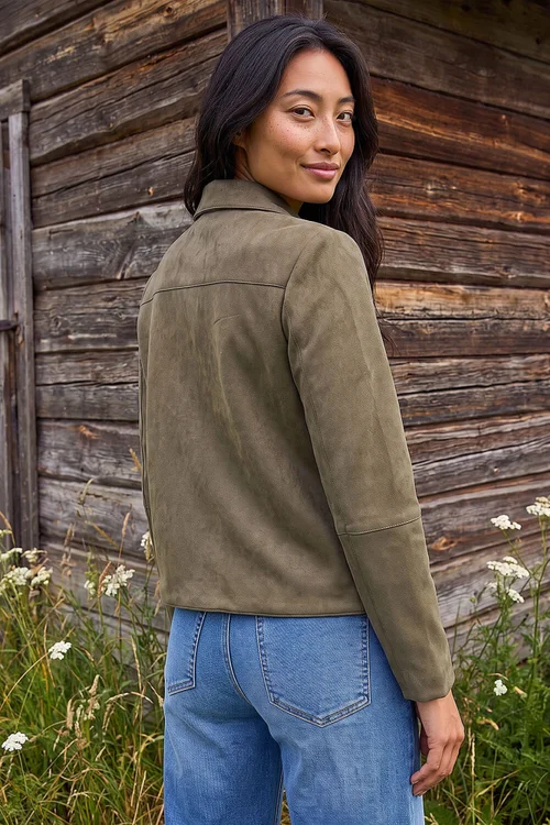 Roman Khaki Petite Suede Jacket - 16 Image 4