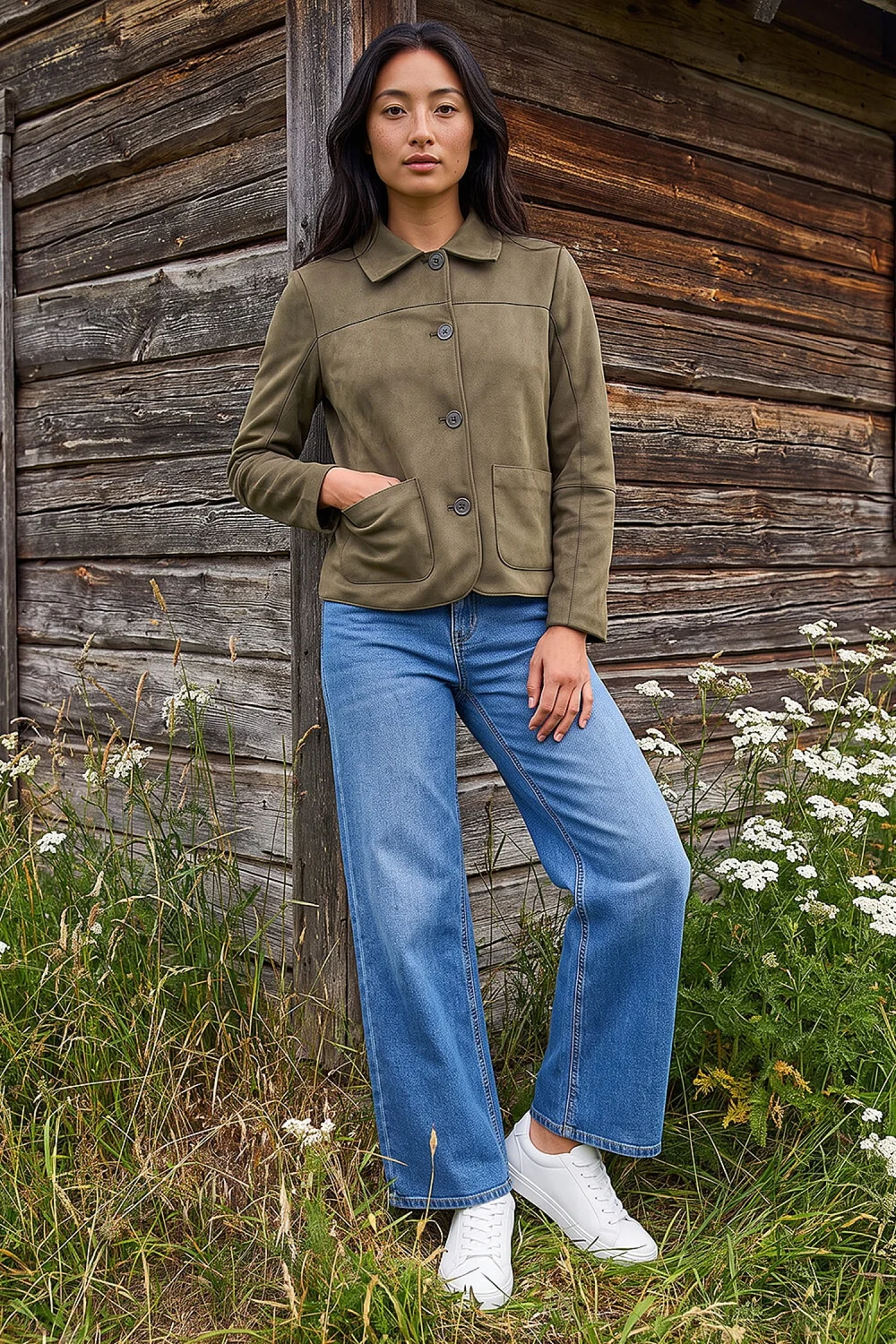 Roman Khaki Petite Suede Jacket - 16 Image 3