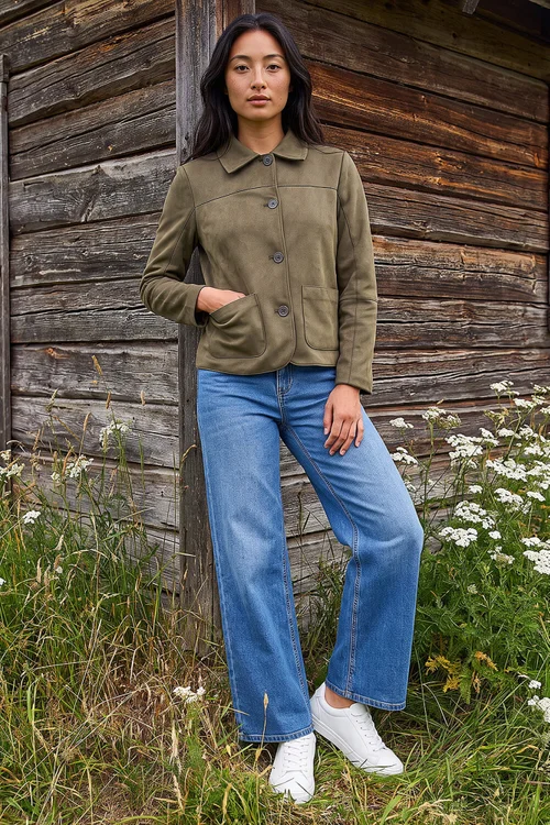 Roman Khaki Petite Suede Jacket - 16 Image 3