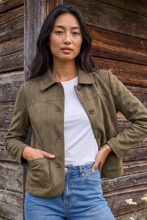 Roman Khaki Petite Suede Jacket - 16 Image 1