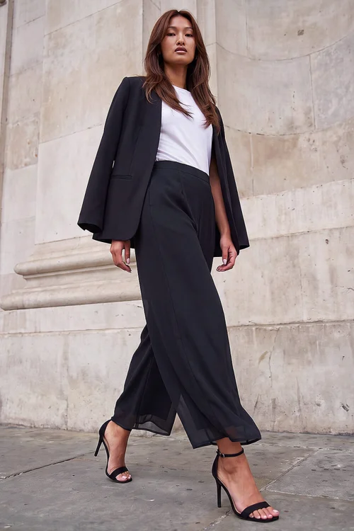 Roman Black Floaty Chiffon Trouser - 18 Image 1