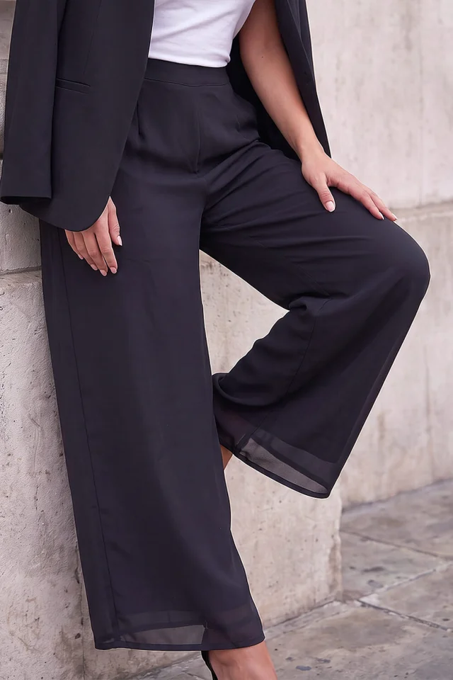 Roman Black Floaty Chiffon Trouser