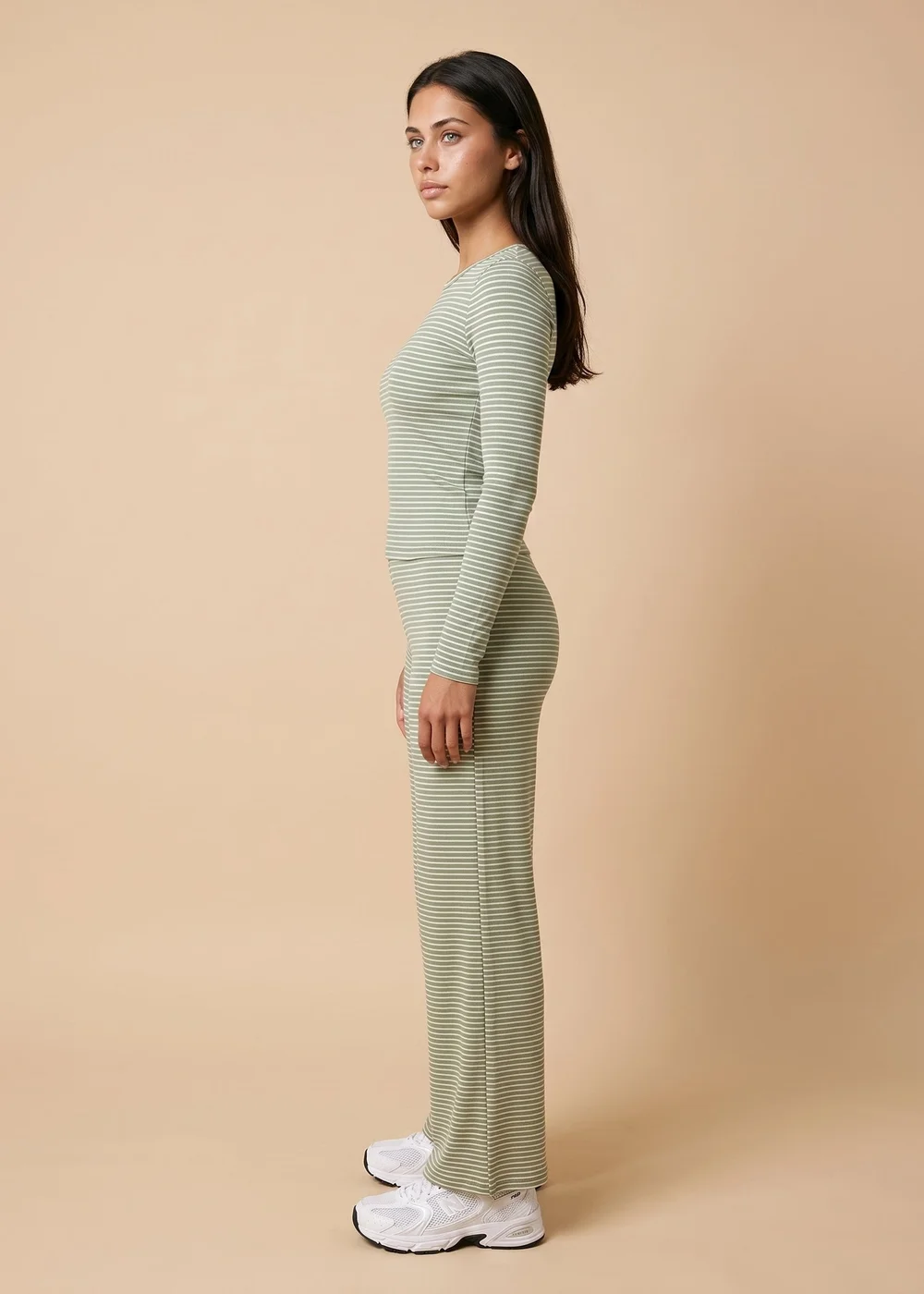 Urban Bliss Khaki Ribbed Stripe Wide Leg Trouser - 10 Image 2