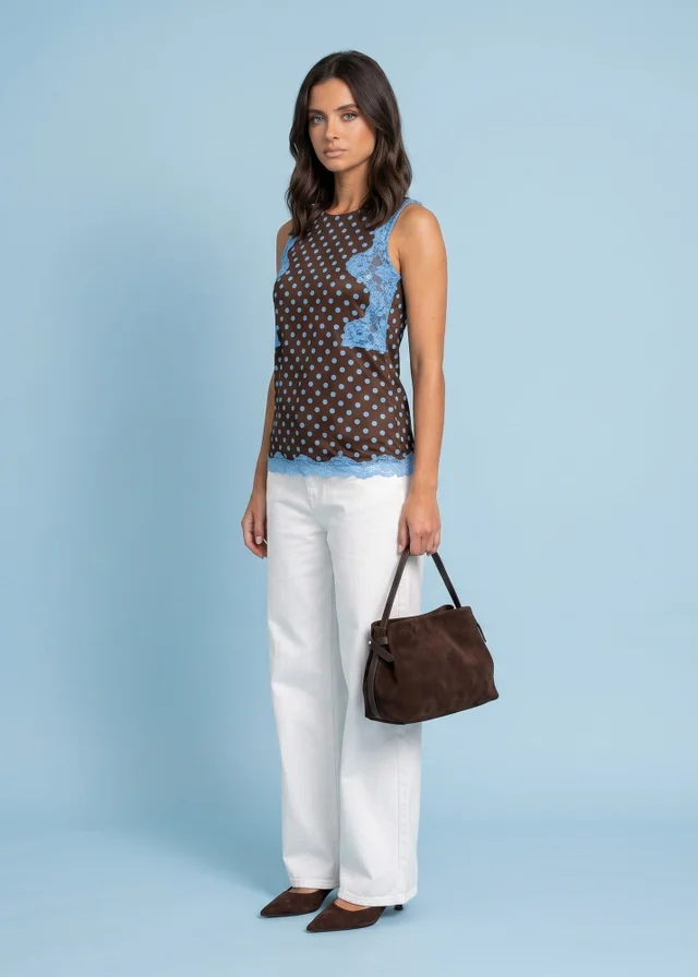 Urban Bliss Brown Lace Spot Top