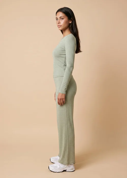 Urban Bliss Khaki Ribbed Stripe Top - 16 Image 2