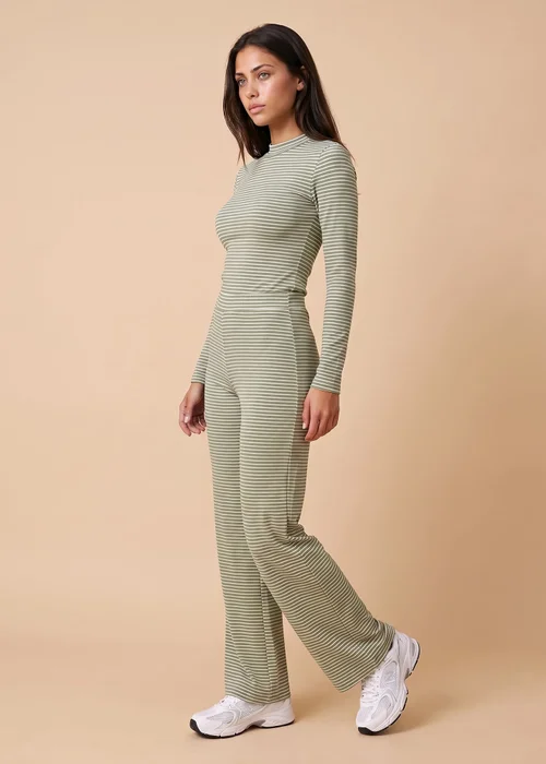 Urban Bliss Khaki Ribbed Stripe Top - 16 Image 1