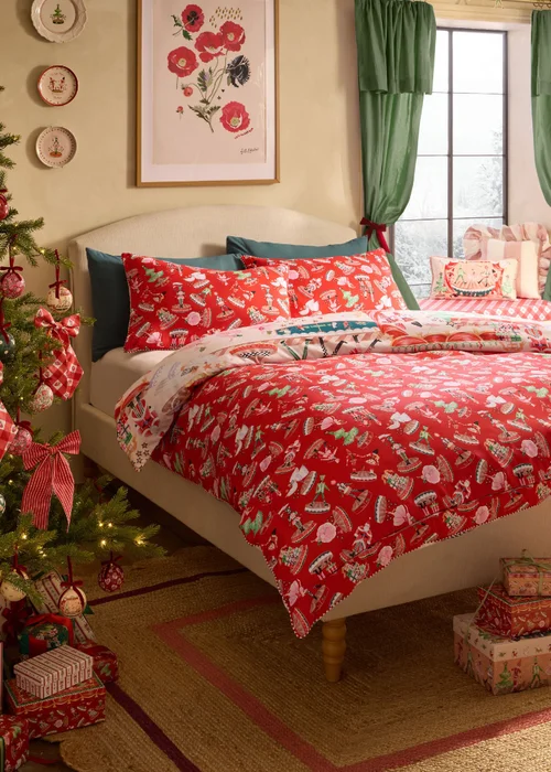 Cath Kidston Christmas Nutcracker Scene Reversible Duvet Cover Set Red / Natural - Double Image 3