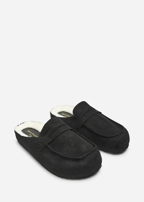 Where's That From Divelle Black Low Back Slip On Mule With Fleece Lining - 5 Image 4