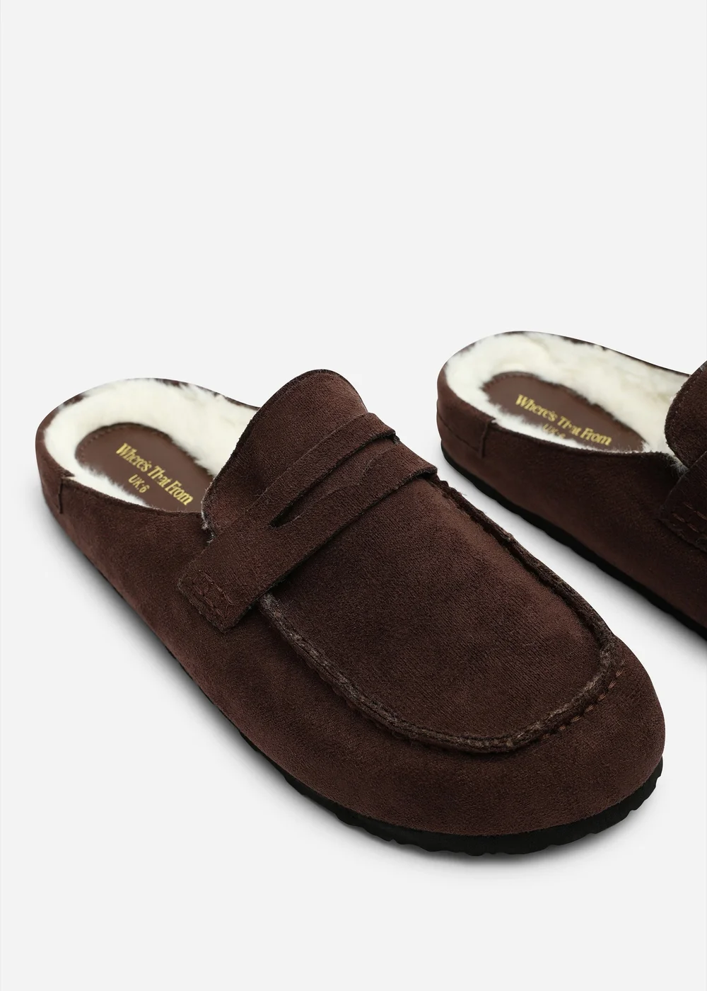 Where's That From Divelle Brown Low Back Slip On Mule With Fleece Lining - 8 Image 5