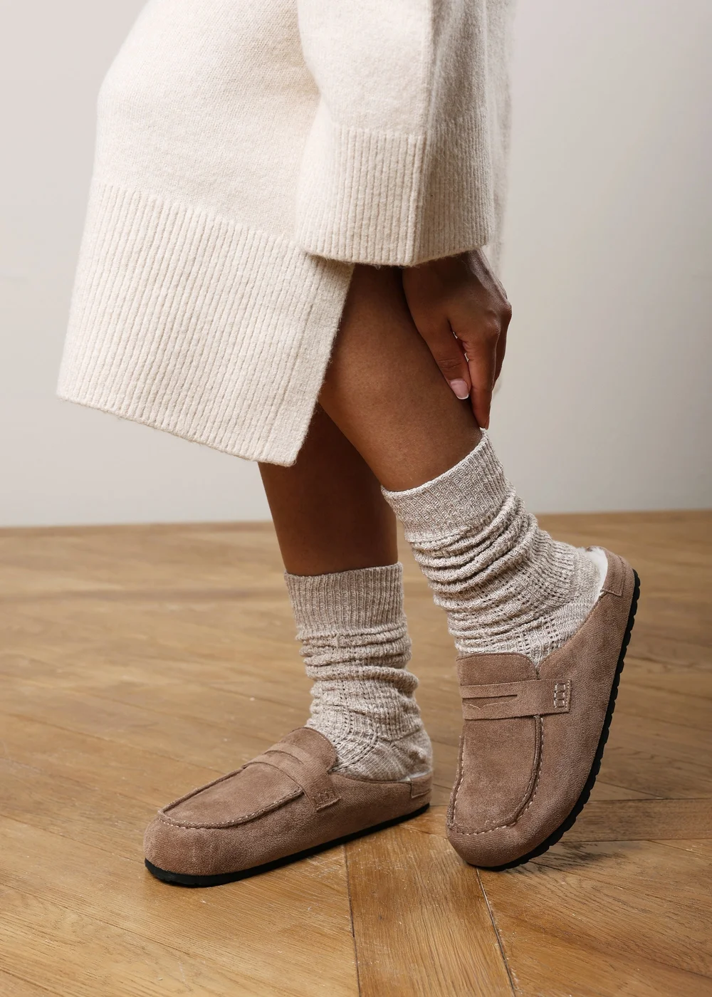 Where's That From Divelle Camel Low Back Slip On Mule With Fleece Lining - 6 Image 1