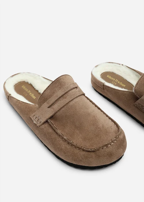 Where's That From Divelle Camel Low Back Slip On Mule With Fleece Lining - 6 Image 5