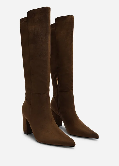 Where's That From Georgina Warm Brown Stretch Knee High Pointed Boots - 7 Image 4