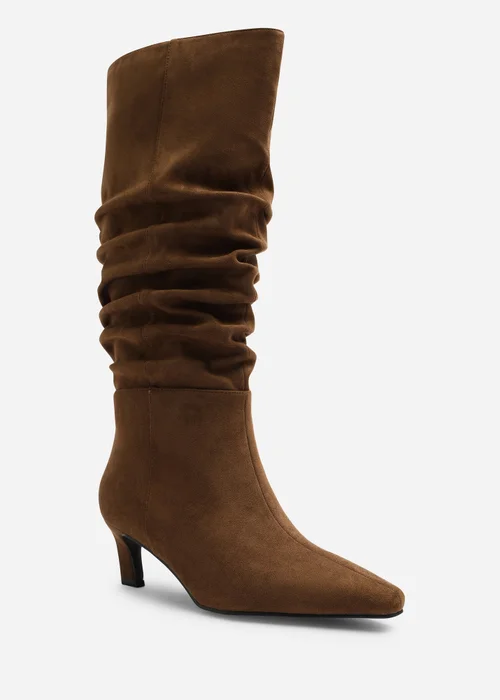 Where's That From Kensley Warm Brown Ruched Slouch Knee High Snipped Toe Boot - 4 Image 4