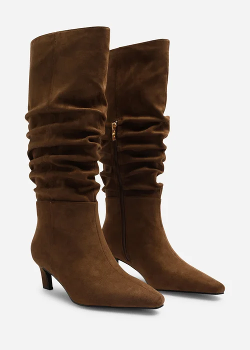 Where's That From Kensley Warm Brown Ruched Slouch Knee High Snipped Toe Boot - 4 Image 5