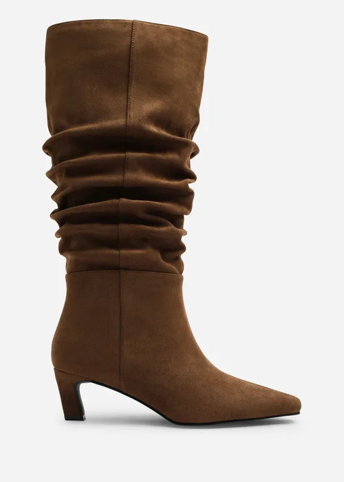 Where's That From Kensley Warm Brown Ruched Slouch Knee High Snipped Toe Boot - 4 Image 3