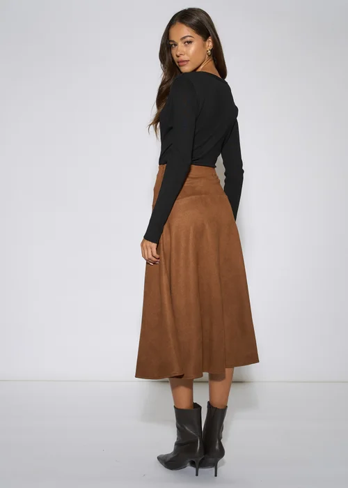 Gini London Tan Suede A Line Midi Skirt - 16 Image 2