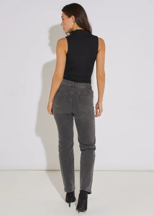 Gini London Grey Mid Rise Straight Leg Jeans - 8 Image 2
