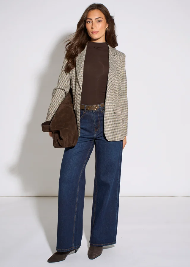 Gini London Neutral Tweed Heritage Blazer Jacket