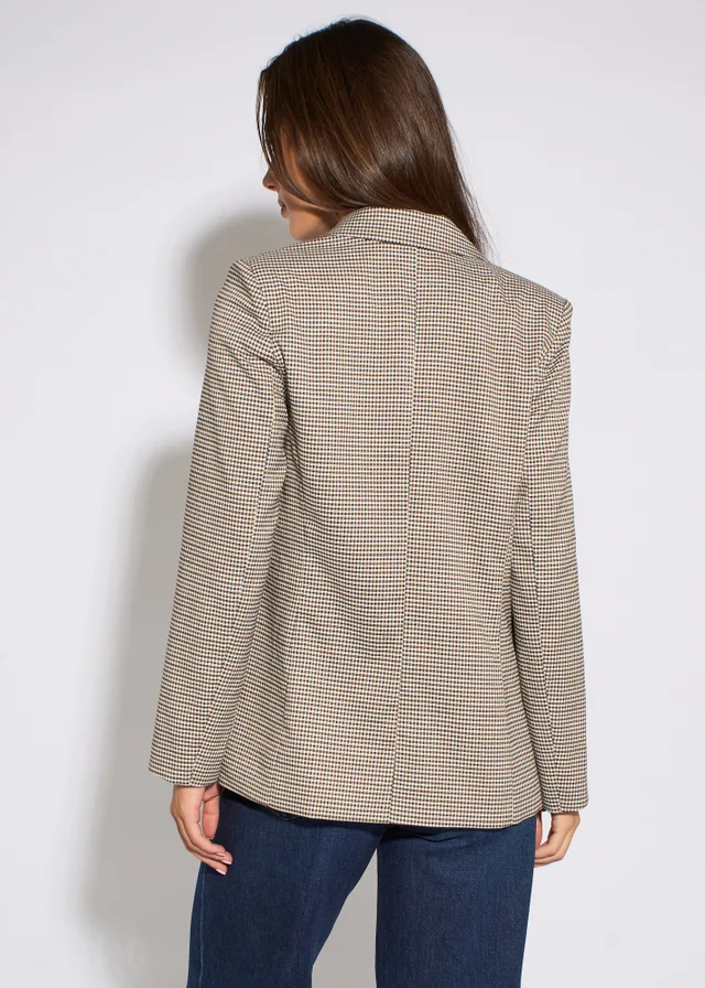 Gini London Neutral Tweed Heritage Blazer Jacket