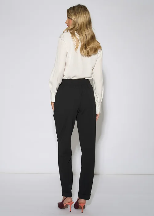 Gini London Black Drawstring Turn Up Scuba Crepe Jogger - 8 Image 2