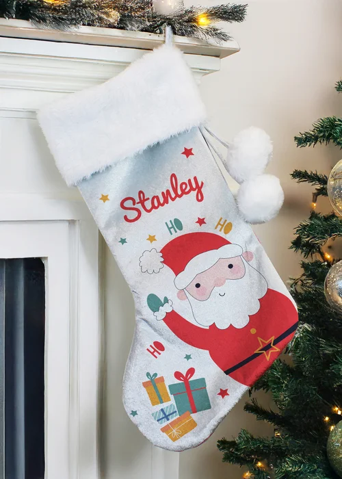 Personalised Memento Company Grey Santa Christmas Stocking - One Size Image 3