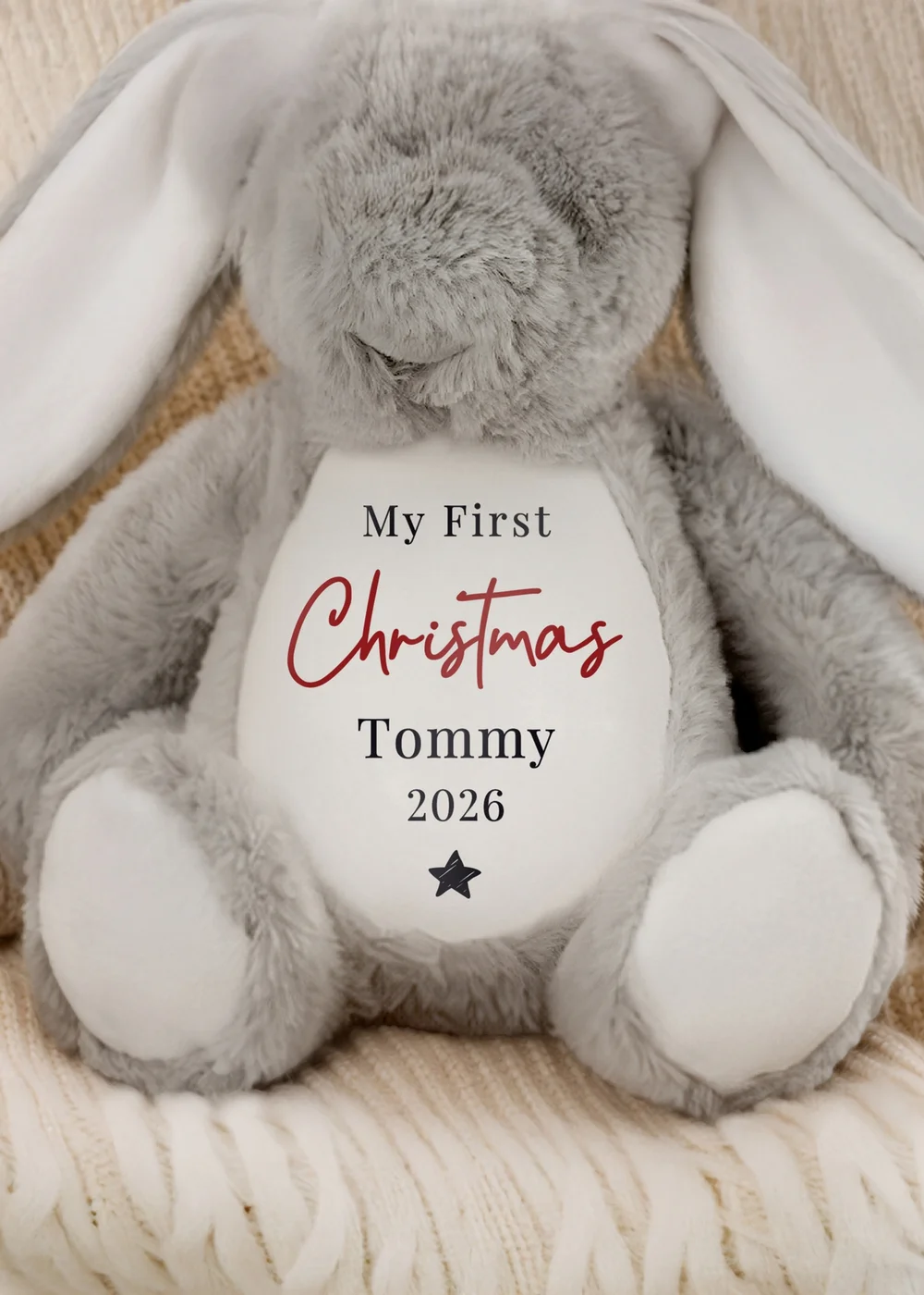 Personalised Memento Company Grey My First Christmas Bunny - One Size Image 2