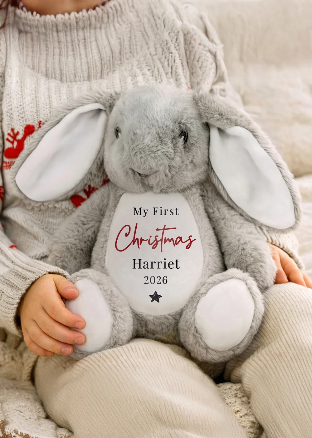 Personalised Memento Company Grey My First Christmas Bunny - One Size Image 3