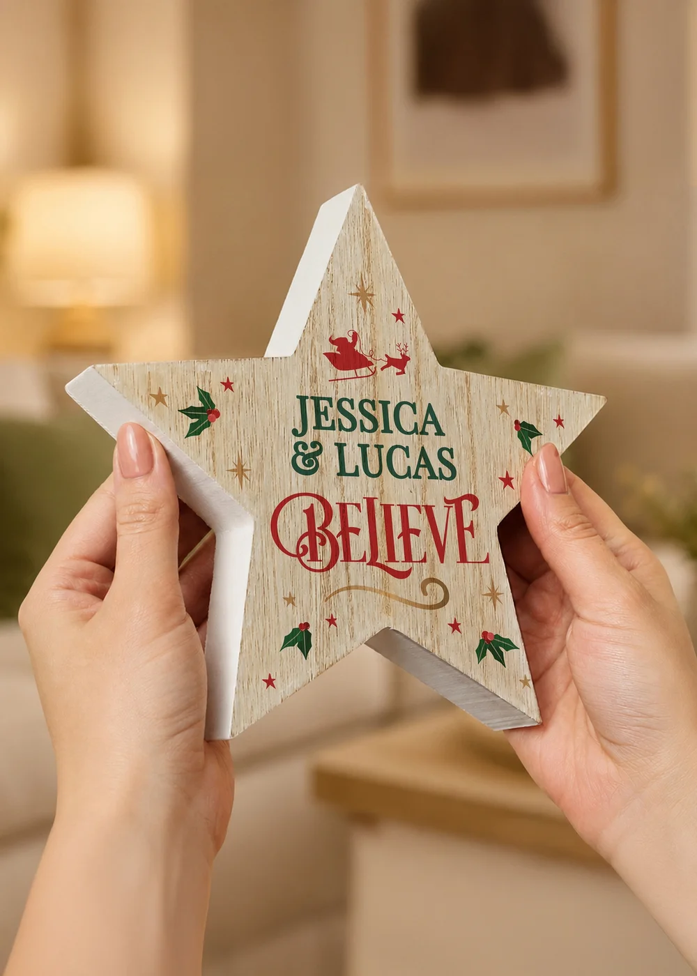 Personalised Memento Company Natural Believe Wooden Star - One Size Image 2