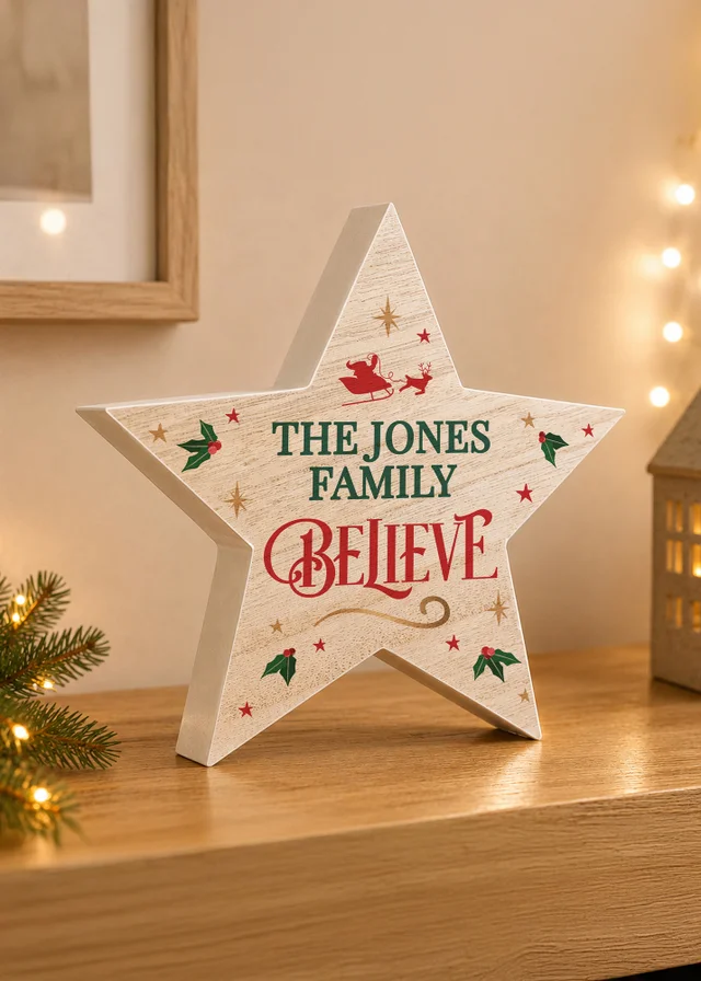 Personalised Memento Company Natural Believe Wooden Star