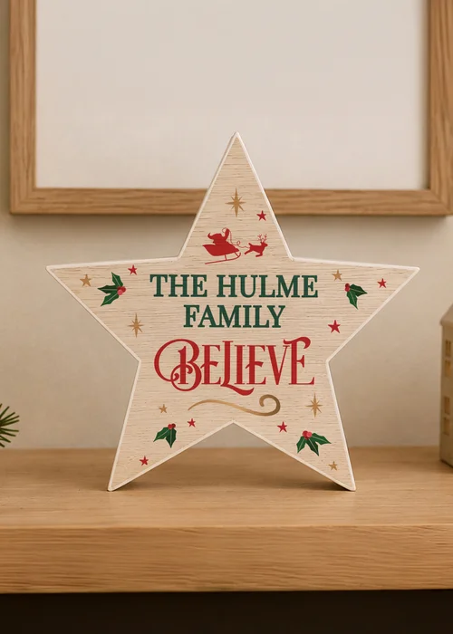 Personalised Memento Company Natural Believe Wooden Star - One Size Image 3