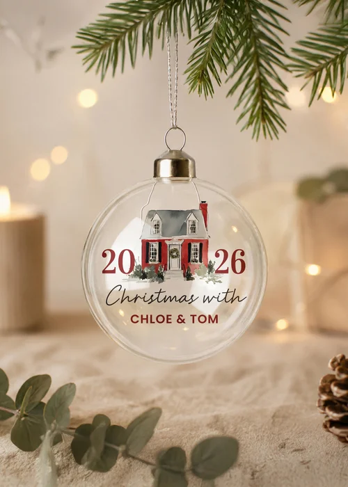 Personalised Memento Company Clear Christmas House Glass Bauble - One Size Image 3